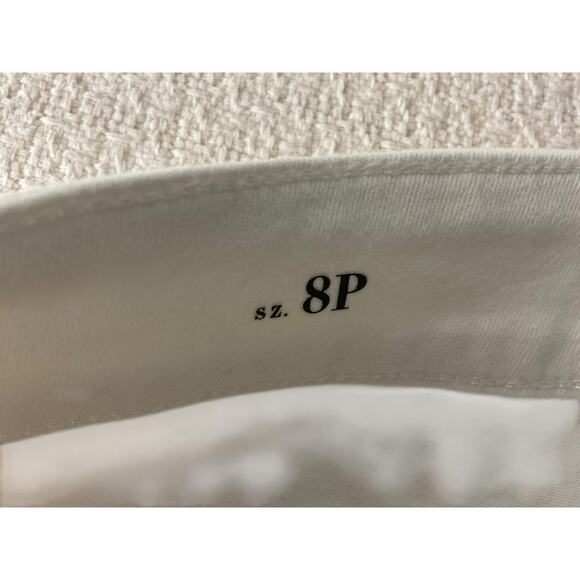 LOFT The Boot Crop Womens 8P White Pants Black Embroidered Hem High Rise Petite - Picture 9 of 10